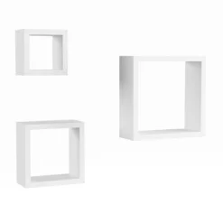Floating Shelves- Cube Wall Shelf Set With Hidden Brackets, 3 Sizes To Display Decor, Books, Photos, More- Hardware Included By Hastings Home (White) -Hastings House GUEST 04a6a9d2 e760 41bb 81eb 9dd675d2f811