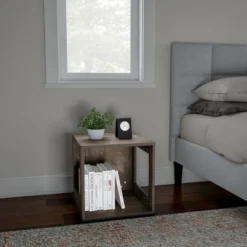 Hastings Home End Table, Stackable Modular Cube With Open Sides, Gray -Hastings House GUEST 04d13e5c 3b1d 46c5 9c22 5beffc4850da