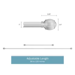 Hastings Home Curtain Rod, Silver With Cone Finials