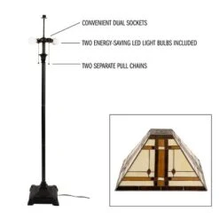 Hastings Home Tiffany-Style Dual Light LED Floor Lamp -Hastings House GUEST 1110172b 7503 4721 8149 3449e86953c2