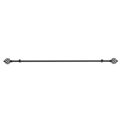 Hastings Home 3/4" X 48-84" Curtain Rod With Decorative Twisted Sphere Finials & Hardware For Home Décor In Bedroom & Kitchen - Black