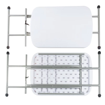 Hastings Home Folding TV Tray Utility Table With 3 Height Levels - 26", White/Gray 5 Hastings Home Folding TV Tray Utility Table With 3 Height Levels - 26", White/Gray - Image 5