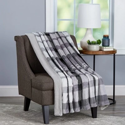 Blanket Throw - Oversized Plush Woven Polyester Faux Shearling Fleece Plaid Throw - Breathable By Hastings Home (Phantom) 1 Blanket Throw - Oversized Plush Woven Polyester Faux Shearling Fleece Plaid Throw - Breathable By Hastings Home (Phantom)