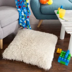 Fuzzy Oversized Throw Pillow - Shag Faux Fur Glam Decor - Plush Square Accent Or Floor Pillow For Bedroom, Living Room, Or Dorm By Lavish Home (Beige) -Hastings House GUEST 1abec4e9 c738 4081 860f 948f3e2e807b