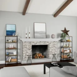 Hastings Home 5-Tier Open Bookshelf – Industrial Bookcase With Steel Frame, Black -Hastings House GUEST 1d27121d 39a4 4a9f af5c 737f3d2e87c7