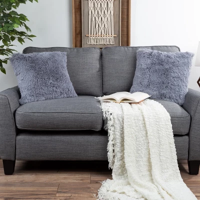 18” Plush Pillows – Set Of 2 Luxury Square Accent Pillow Inserts And Shag Glam Covers – For Bedroom Or Living Room By Hastings Home (Gray) 4 18” Plush Pillows – Set Of 2 Luxury Square Accent Pillow Inserts And Shag Glam Covers – For Bedroom Or Living Room By Hastings Home (Gray) - Image 4