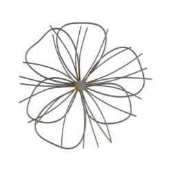 Hastings Home Metallic Wire Layered Flower Hanging Accent Art - Silver/Gold