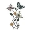 Hastings Home Garden Butterfly Metal Wall Art Decorative 3D Flowers For Modern Farmhouse - Hand-Painted Distressed Finish