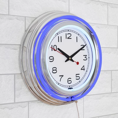 Hastings Home 14" Round Double Light Ring Analog Neon Wall Clock 7 Hastings Home 14" Round Double Light Ring Analog Neon Wall Clock - Image 7