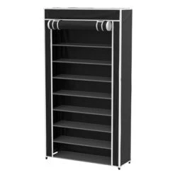Hastings Home Freestanding Tiered Shoe Rack With Dust Cover - Black -Hastings House GUEST 286e00b5 8965 473e bcb5 14e68ac593f5