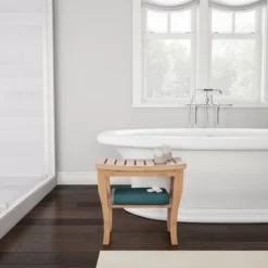 Water Resistant Natural Eco Friendly Bamboo Shower Bench With Bathroom Storage Shelf Brown - Hastings Home -Hastings House GUEST 28abf1b7 ea5b 40a0 afe2 0695c9ff4d81