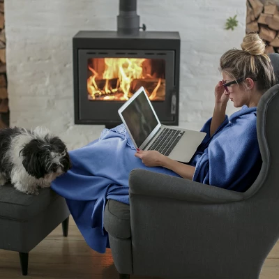 Flannel Fleece Throw Blanket- For Couch, Home Decor, Sofa & Chair- Oversized 60" X 70", Soft & Plush Microfiber In Infinity Blue By Hastings Home 3 Flannel Fleece Throw Blanket- For Couch, Home Decor, Sofa & Chair- Oversized 60" X 70", Soft & Plush Microfiber In Infinity Blue By Hastings Home - Image 3