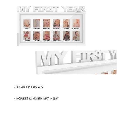 My First Year Collage Baby Picture Frame- Memory Keepsake For Babies With 12 Month Display For One 2x3 Wallet Photo Monthly By Hastings Home (White) 3 My First Year Collage Baby Picture Frame- Memory Keepsake For Babies With 12 Month Display For One 2x3 Wallet Photo Monthly By Hastings Home (White) - Image 3
