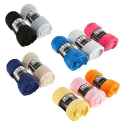 Fleece Throw Blanket-Set Of 2-Navy Blue & Sand Plush 60"x50" Blankets- Soft & Cozy For Travel, Outdoor Events &Lounging On The Sofa By Hastings Home -Hastings House GUEST 3286eada ddf0 4549 88c5 31fa55da6bea