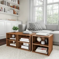 Hastings Home 2-Shelf Cube End Table, Brown -Hastings House GUEST 33b66298 64db 41ce 8169 1d05146e59b3