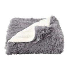 Faux Fur Throw Blanket- Luxurious, Soft, Hypoallergenic Long Pile Faux Rabbit Fur Blanket With Faux Shearling Back 60"x70" By Hastings Home (Pewter) -Hastings House GUEST 34af1161 7729 4ddb b15b f0877d4fac07