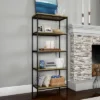Hastings Home 5-Tier Open Bookshelf – Industrial Bookcase With Steel Frame, Black
