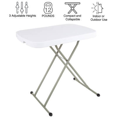 Hastings Home Folding TV Tray Utility Table With 3 Height Levels - 26", White/Gray 2 Hastings Home Folding TV Tray Utility Table With 3 Height Levels - 26", White/Gray - Image 2