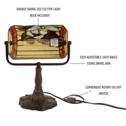 Hasting Home Tiffany-Style Stained Glass Butterfly Bankers Lamp -Hastings House GUEST 3daa5666 bdc4 4e2a 8e11 526551a7958c