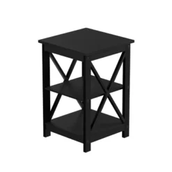 Hastings Home End Table With Two Shelves, X-Leg Design, And Wooden Stand, Black -Hastings House GUEST 3e92c912 9cc7 40f7 a8ef f1199408aa8a