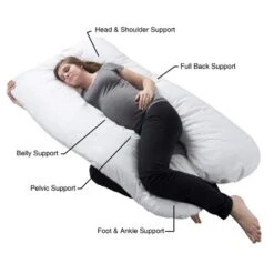 Hastings Home U-Shaped Full-Body Support Pregnancy Pillow With Zippered Cover - White, 60" X 38" -Hastings House GUEST 3ee67d06 bb35 43f9 8774 c65420a2b5c6