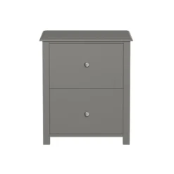 Hastings Home End Table With 2 Drawers And Silver Handles, Slate Gray -Hastings House GUEST 490031a3 83d7 441f a1a8 d97cc490a02c