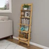 Hastings Home 5-Tier Bookshelf - 50" Tall, Pickled Oak Wood Finish