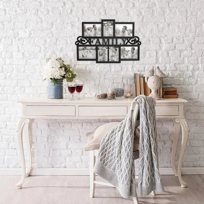 Hastings Home Family Collage Picture Frame With Text Design And 7 Openings For Three 4x6 And Four 5x7 Photos - 23.5" X 16", Black 2 Hastings Home Family Collage Picture Frame With Text Design And 7 Openings For Three 4x6 And Four 5x7 Photos - 23.5" X 16", Black - Image 2