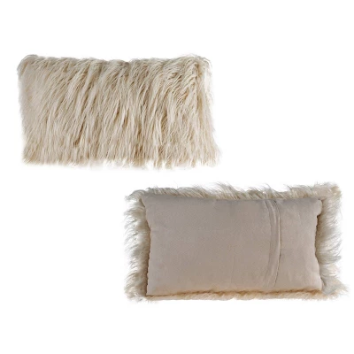 12"x20" Oversize Curled Shag Faux Fur Lumbar Throw Pillow - Hastings Home 2 12"x20" Oversize Curled Shag Faux Fur Lumbar Throw Pillow - Hastings Home - Image 2