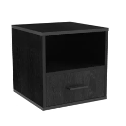Hastings Home End Table, Stackable Modular Cube With Drawer, Black -Hastings House GUEST 5df44a64 747c 472e afb0 0878c1a6185c