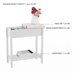 Hastings Home Narrow Flip Top End Table – White -Hastings House GUEST 5e13f74a ca6b 4ea8 8dc0 20247059245f
