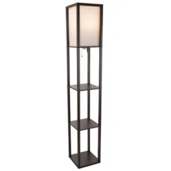 Hastings Home Floor Lamp – Etagere Style Standing Light With 3 Tiers Of Storage Shelving, Brown -Hastings House GUEST 6442e153 98bb 473d 97a0 dd0ad913d970