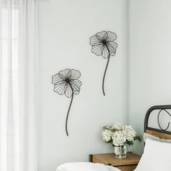 Hastings Home Rustic Metal Wire Flower Wall Art - Brown -Hastings House GUEST 689ea5b8 b265 4436 9cb6 7e6501f306dc