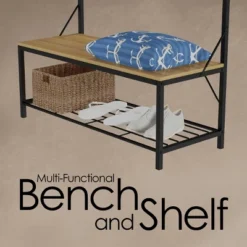 Hastings Home 3-in-1 Freestanding Entryway Storage Bench And Metal Hall Tree Organizer- Sand/Black 8 Hastings Home 3-in-1 Freestanding Entryway Storage Bench And Metal Hall Tree Organizer- Sand/Black -Hastings House GUEST 69b020e3 ac4d 47a4 ae45 410dfcb2fa23