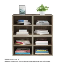 End Table - Stackable Contemporary Minimalist Modular Cube Accent Table Double Shelves For Bedroom, Living Room Or Office By Hastings Home (Gray) -Hastings House GUEST 6b0622f5 2408 424c b27a 44d54ba93bd4