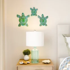 Sea Turtle Wall Art- Nautical 3D Metal Hanging Decor-Vintage Coastal Seaside Inspired Style-Under Water Sea Life Ocean By Hastings Home 3PC -Hastings House GUEST 6c79cf40 d3c8 4ddf ad61 7fb53fec0398