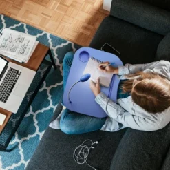Hastings Home Portable Cushioned Lap Desk With Removable Gooseneck LED Light, Cup Holder, And Pen Slot - Blue -Hastings House GUEST 6e50e040 7a07 4921 a7d5 239161364d4c