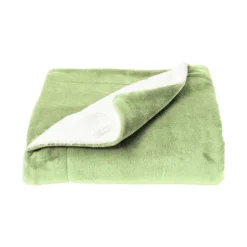Poly Fleece - Oversized Plush Woven Polyester Fleece Solid Color Throw - Breathable By Hastings Home (Aloe Green And White) -Hastings House GUEST 71c0ab49 20a2 46b4 9a0f 6e5ca373ae11
