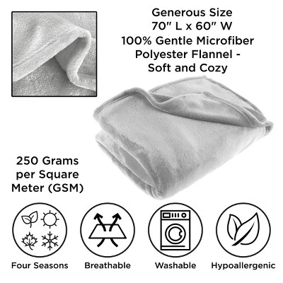 Hastings Home Oversized Flannel Fleece Throw Blanket - 60" X 70", Dawn Gray 2 Hastings Home Oversized Flannel Fleece Throw Blanket - 60" X 70", Dawn Gray - Image 2