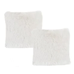 18” Plush Pillows – Set Of 2 Luxury Square Accent Pillow Inserts And Shag Glam Covers – For Bedroom Or Living Room By Lavish Home (White) -Hastings House GUEST 74c4ce71 2c1b 4b4f b73e cc22fc01f163