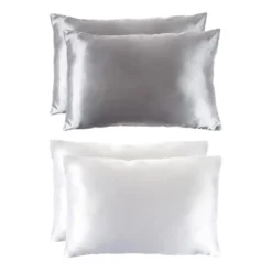 Satin Microfiber Pillowcases For Hair & Skin- Set Of 2 King Size Pillow Covers, Hidden Zippe By Hastings Home (Silver Gray) -Hastings House GUEST 795115e9 00ed 4dcb a43d e4c817b1a277