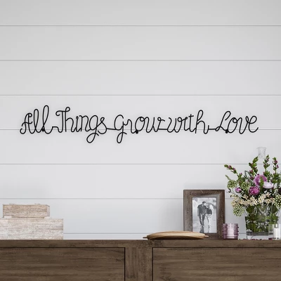 Metal Cutout-All Things Grow With Love Cursive Sign-3D Word Art Home Accent Decor-Perfect For Modern Rustic Or Vintage Style By Hastings Home 1 Metal Cutout-All Things Grow With Love Cursive Sign-3D Word Art Home Accent Decor-Perfect For Modern Rustic Or Vintage Style By Hastings Home