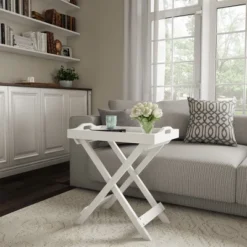 Hastings HomeFolding End Table With Wooden Stand And Removable Top Tray, White 9 Hastings HomeFolding End Table With Wooden Stand And Removable Top Tray, White -Hastings House GUEST 7f5e2870 941f 4650 8336 20c5175fc108