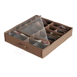 Hastings Home Under-Bed Shoe Storage Organizer With Clear Plastic Zippered Cover - Brown -Hastings House GUEST 84a8ba06 86e4 4214 8a62 f3f02730b70d