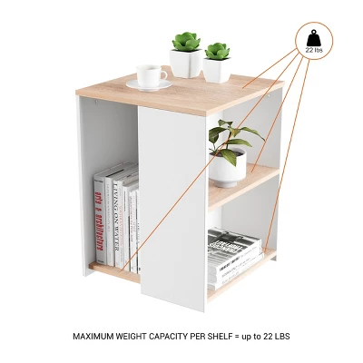 Hastings Home Minimalist Two-Toned Accent Side Table With Open Shelve, Brown/White 5 Hastings Home Minimalist Two-Toned Accent Side Table With Open Shelve, Brown/White - Image 5