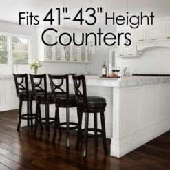 Hastings Home 29-Inch Swivel High Back Bar Stool With 360 Degree Rotating Seat, Black -Hastings House GUEST 85e72568 f83b 4b03 b554 c5d69f726a3e