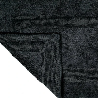 24"x60" 100% Cotton Reversible Bath Mat Black - Hastings Home 2 24"x60" 100% Cotton Reversible Bath Mat Black - Hastings Home - Image 2