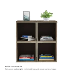 End Table - Stackable Contemporary Minimalist Modular Cube Accent Table Or Shadowbox For Bedroom, Living Room Or Office By Hastings Home (Gray) -Hastings House GUEST 8c6e20cf 9959 4514 9a3f d7779ad94e09