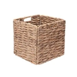Set Of 2 Handmade Wicker Baskets - 12-Inch Square Foldable Storage Bins With Handles - Made Of Hand-Twisted Water Hyacinth By Villacera (Natural) -Hastings House GUEST 8cb8af7d c597 4e84 bf6b ef6389d0d28a