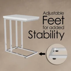 Hastings Home C-Shaped Sofa Side Table Space-Saving, White -Hastings House GUEST 8decb88e 41da 4c0b 886e 7c65f89d38f4